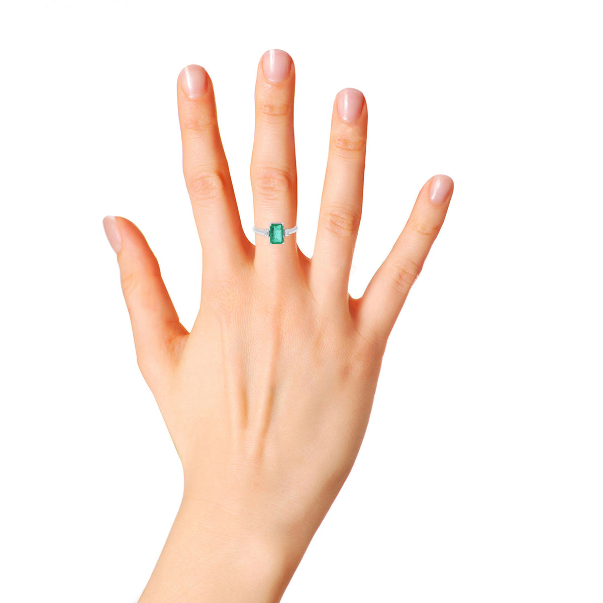 Molto Bello Gems Natural Emerald With Diamond 18k White Gold