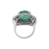 Oval Plain Emerald Gemstone 18K White Gold Ring