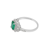 Rectangle Shape White Gold Emerald Gemstone Ring