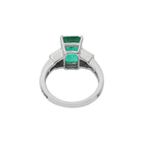 Rectangle Emerald And Baguette Diamond Gold Ring