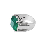 Square Shape 18K White Gold Natural Emerald Ring