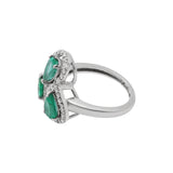 Designer Pear Shape Trio Emerald And Diamond Gold Ring