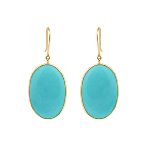 Natural Turquoise Earrings In 18k Gold