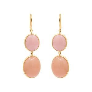 Natural Pink Opal Drop Earrings In 18k Gold