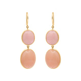 Natural Pink Opal Drop Earrings In 18k Gold