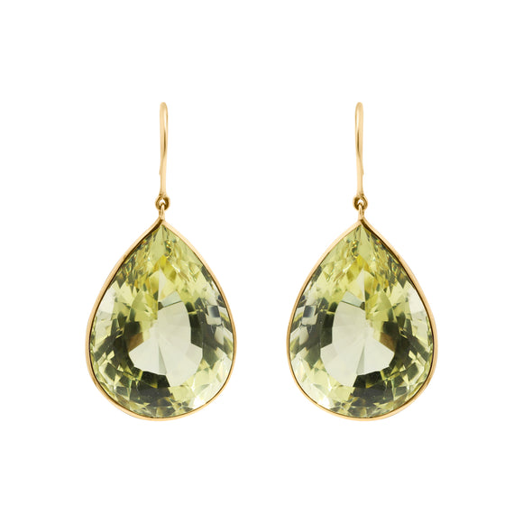 Molto Bello Gems- Natural Peridot Drop Earrings In 14k Gold