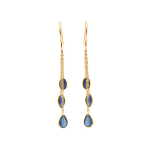 Natural Blue Sapphire Drop Earrings In 18k Gold