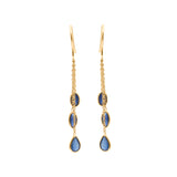 Natural Blue Sapphire Drop Earrings In 18k Gold