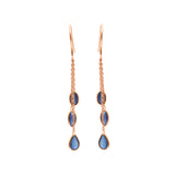 Natural Blue Sapphire Drop Earrings In 18k Gold