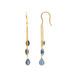 Natural Blue Sapphire Drop Earrings In 18k Gold