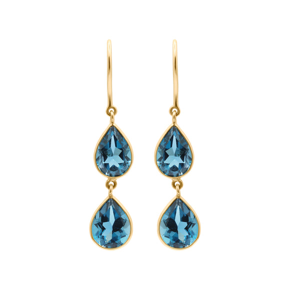 Molto Bello Gems - Natural London Blue Topaz Earrings In 18k Gold