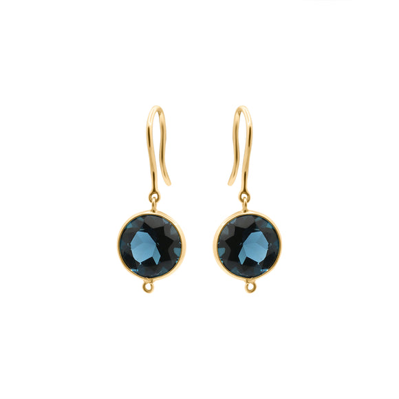 Natural London Blue Sapphire Drop Earrings In 18k Gold