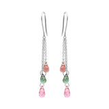 Molto Bello Gems- Natural Multi Tourmaline Tear Drop Earrings In 14k Gold