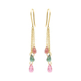 Molto Bello Gems- Natural Multi Tourmaline Tear Drop Earrings In 14k Gold