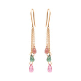 Molto Bello Gems- Natural Multi Tourmaline Tear Drop Earrings In 14k Gold