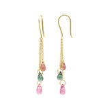 Molto Bello Gems- Natural Multi Tourmaline Tear Drop Earrings In 14k Gold