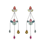 Molto Bello Gems- Natural Multi Tourmaline Dangle Earrings In 18k Gold