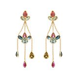 Molto Bello Gems- Natural Multi Tourmaline Dangle Earrings In 18k Gold