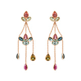 Molto Bello Gems- Natural Multi Tourmaline Dangle Earrings In 18k Gold