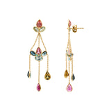 Molto Bello Gems- Natural Multi Tourmaline Dangle Earrings In 18k Gold