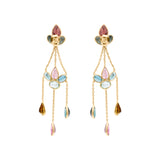 Molto Bello Gems- Natural Multi Tourmaline Dangle Earrings In 18k Gold