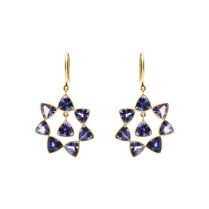 Molto Bello Gems- Natural Tanzanite Star Shaped Drop Earrings In 14k Gold