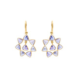 Molto Bello Gems- Natural Tanzanite Star Shaped Drop Earrings In 14k Gold