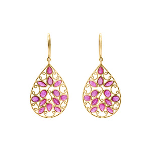 Shop Pear Shaped Natural Ruby Dangle Earrings In 18k Gold