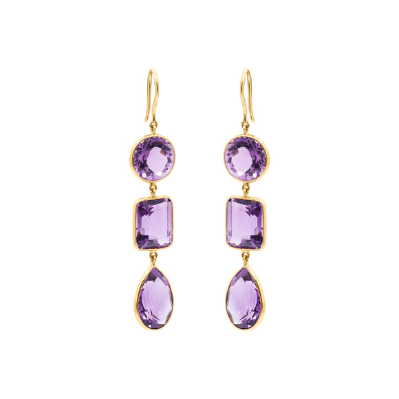 Molto Bello Gems - Natural Amethyst Earrings In 18k Gold