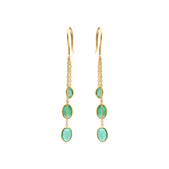 Molto Bello Gems: Natural Emerald Drop Earrings In 14k Gold