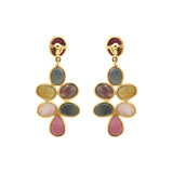 Molto Bello Gems- Natural Ruby With Multi Sapphire Drop Earrings In 14k Gold