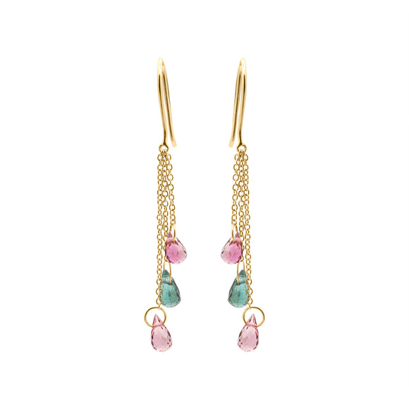 Molto Bello Gems- Multi Tourmaline Drop Earrings In 18k Gold