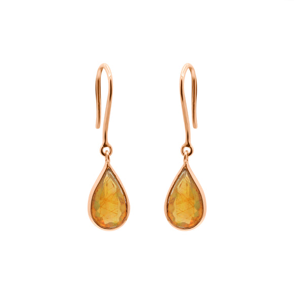 Unique Natural Opal Dangle Earrings In 18k Gold