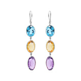 Molto Bello Gems - Natural Citrine, Blue Topaz & Amethyst Earrings In 18k Gold