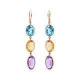 Molto Bello Gems - Natural Citrine, Blue Topaz & Amethyst Earrings In 18k Gold