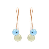 Shop Latest Natural Blue Topaz With Lemon Quartz Earrings In 18k Gold