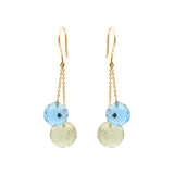 Shop Latest Natural Blue Topaz With Lemon Quartz Earrings In 18k Gold