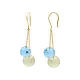 Shop Latest Natural Blue Topaz With Lemon Quartz Earrings In 18k Gold