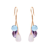 Shop Natural Rose Quartz, Blue Topaz & Amethyst Earrings In 18k Gold