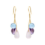 Shop Natural Rose Quartz, Blue Topaz & Amethyst Earrings In 18k Gold