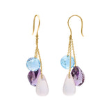 Shop Natural Rose Quartz, Blue Topaz & Amethyst Earrings In 18k Gold