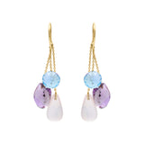 Shop Natural Rose Quartz, Blue Topaz & Amethyst Earrings In 18k Gold