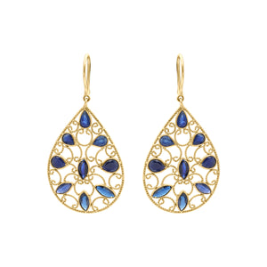 Molto Bello Gems - Natural Blue Sapphire Drop Earrings In 18k Gold