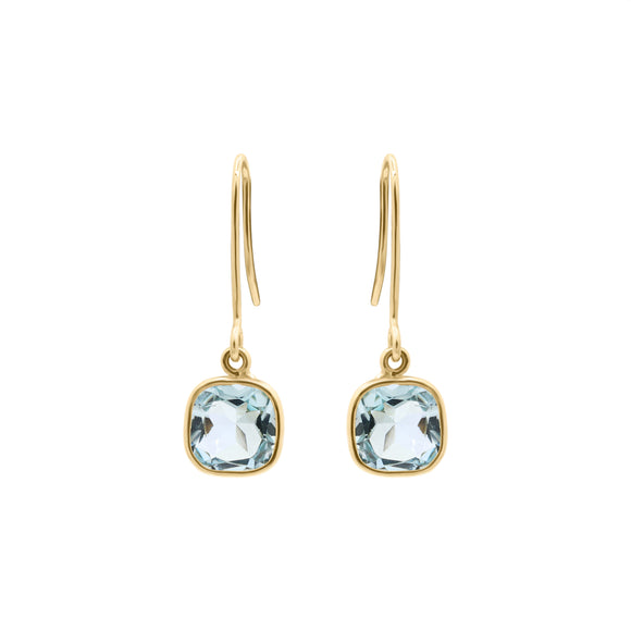 Molto Bello Gems- Natural Blue Topaz Drop Earrings In 14k Gold