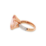 Natural Morganite Gemstone With Diamond 18k Rose Gold Ring