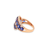 MOLTO BELLO GEMS - 18k Rose Gold Blue Sapphire Diamond Ring