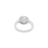 Round Shaped Natural Ruby With Diamond 18k White Gold Ring