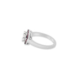 Round Shaped Natural Ruby With Diamond 18k White Gold Ring