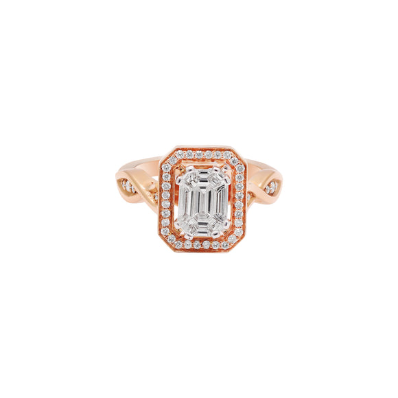 MOLTO BELLO GEMS 18k Rose Gold Diamond Twisted Ring For Wedding