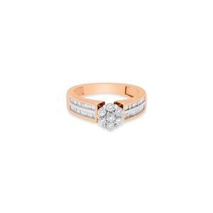 Floral Natural Diamond 18k Rose Gold Ring